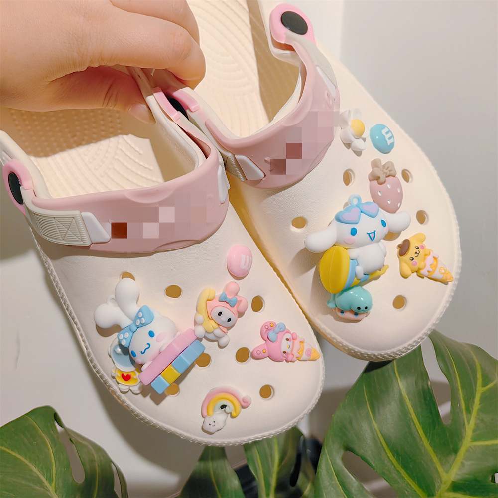 New Cartoon white dog planet soft rubber doll hole shoes shoes flower accessories DIY decoration detachable three-dimensional children
