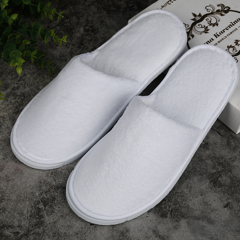 Factory supply disposable hotel slippers hotel room supplies gray white coral fleece slippers