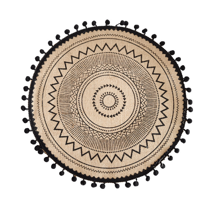 Factory Direct Nordic Woven Jute Placemat Tassel Cotton and Linen Heat Insulation Mat Decorative Shooting Props Anti-ironing Mat Table Mat
