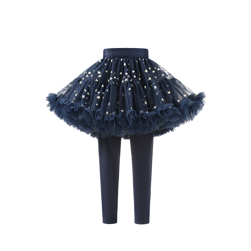 Christmas Red New Year Red Yarn Outer Wear Culottes Children's Leggings Girls TUTU Skirt Fake Two-Piece Pants Skirt Pants