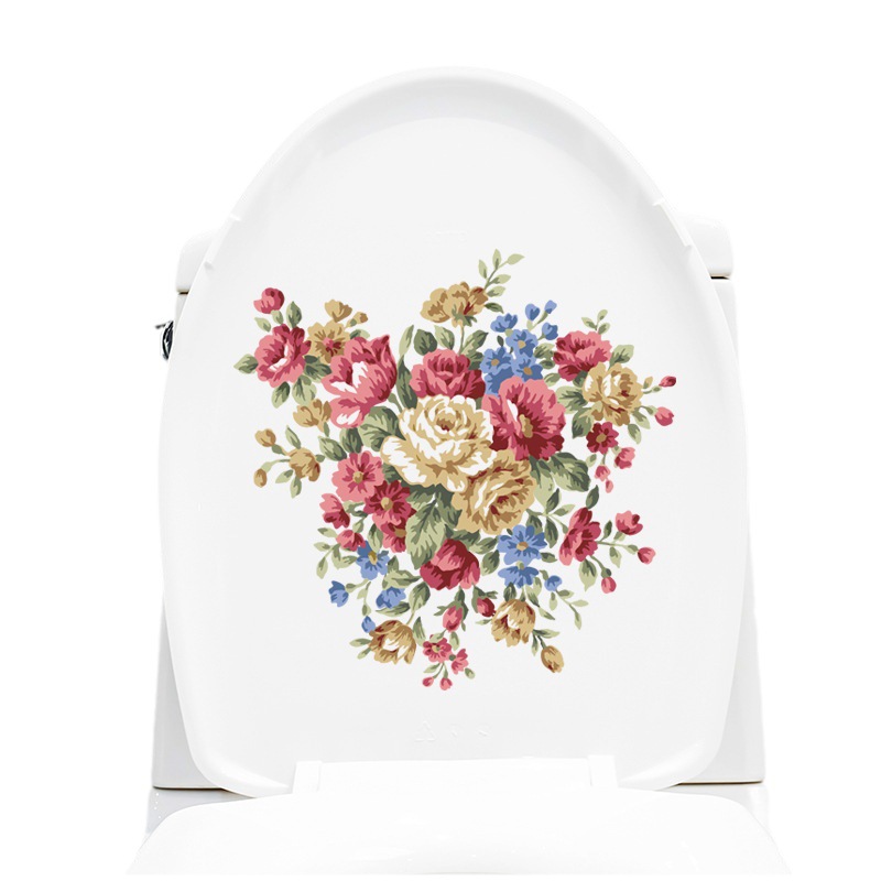 Toilet Stickers Toilet Cover Stickers Decorative Wall Stickers Toilet Bathroom Toilet Flower Sitting Stickers Self-adhesive