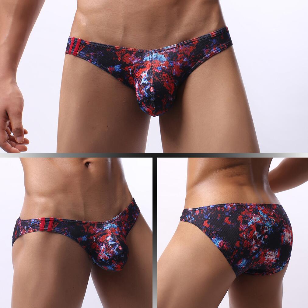 GAY European and American foreign trade low waist men's underwear head printing U convex mesh breathable moisture wicking small triangle E083