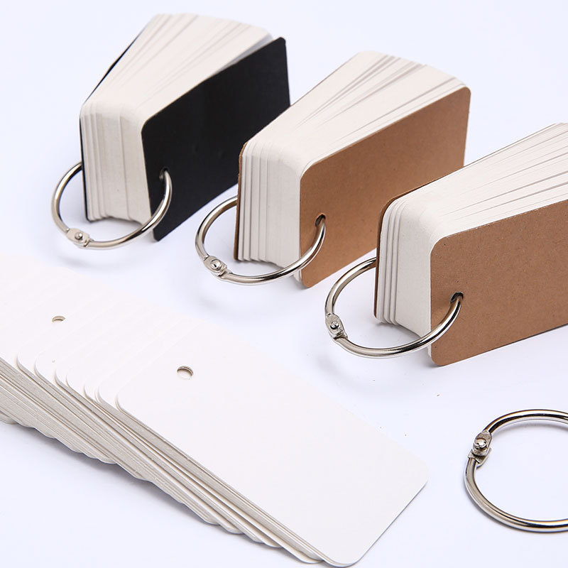 100 blank word card loose-leaf card ring buckle detachable message card note English Memory Card hard card