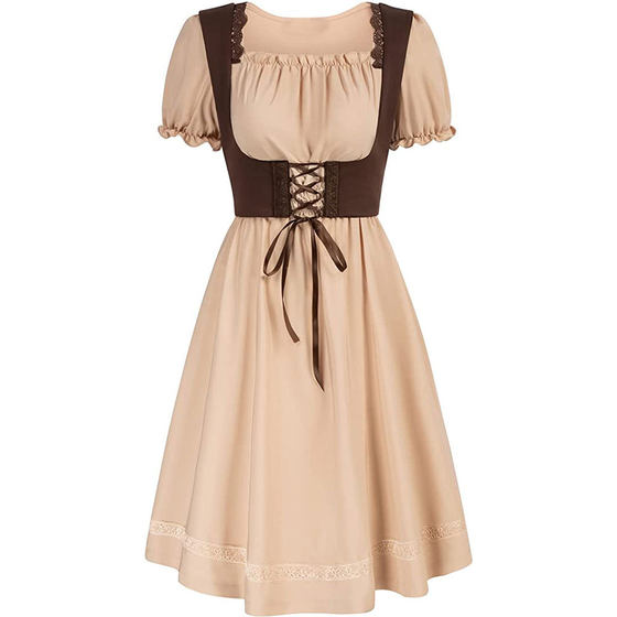 z Amazon Hot Sale Vintage Renaissance Square Collar Short Sleeve dress Victorian Pastoral cosplay Dress