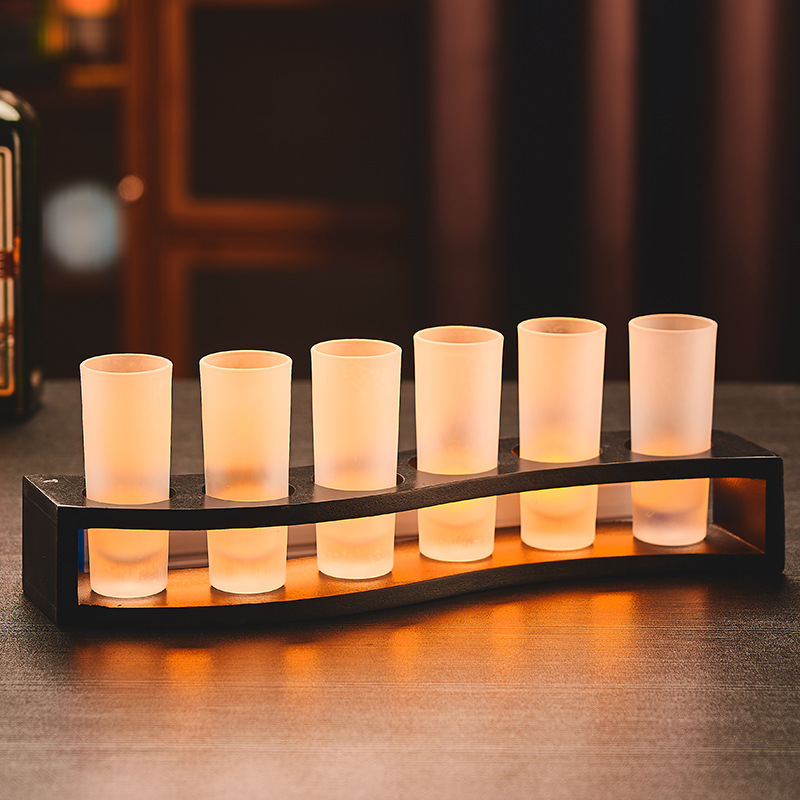 Creative bar cocktail bullet Cup 6 holes 12 holes Shot bamboo and wood cup holder acrylic cup holder