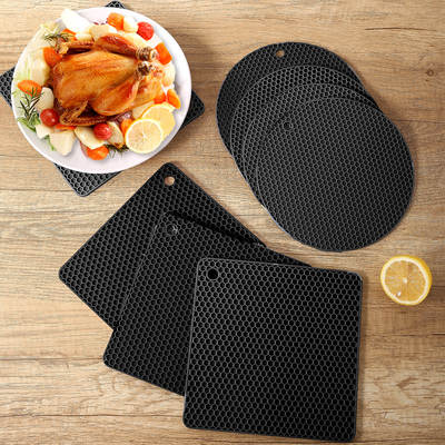 2022 cross-border hot-selling silicone heat insulation pad Round Square set anti-scald high temperature resistant dishwasher easy to clean