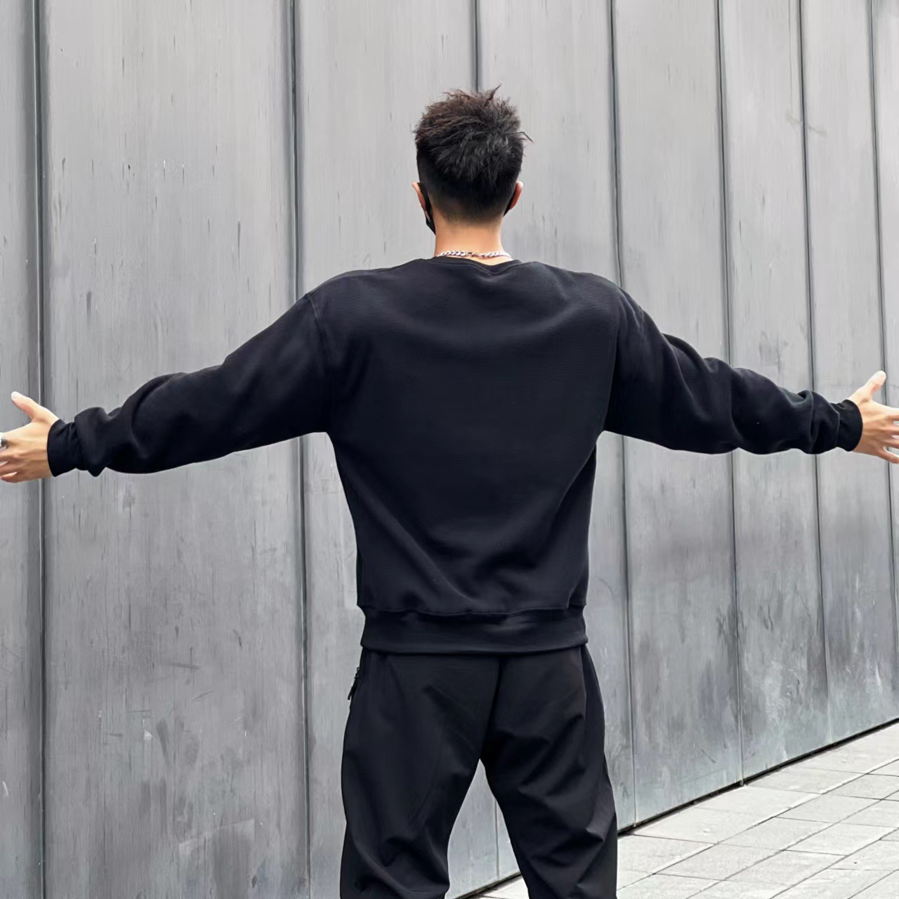 Muscle Autumn and Winter Men's Sports Leisure Running Gym Exercise Double-sided Shake Grain and Velvet Loose Warm Long Sleeve Jacket