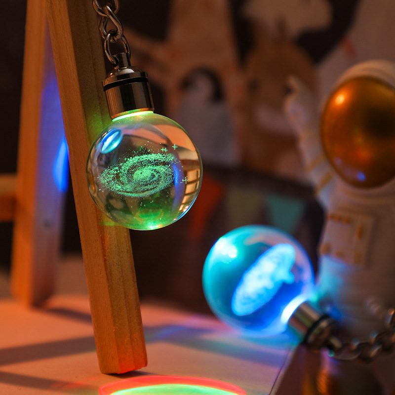 Transparent Luminous Crystal Inner Carving Keychain Activities Small Gift Creative Personality Backpack Keychain Hanging Gifts