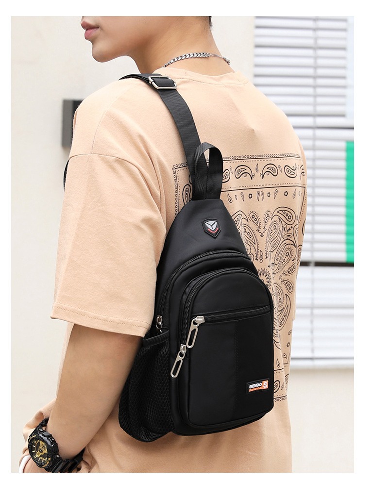 New waterproof crossbody bag fashion chest bag multifunctional Oxford cloth casual shoulder water Cup men's backpack travel