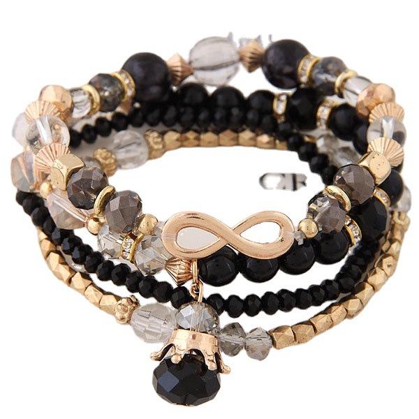B0748 European and American simple crystal mix and match personality 8-shaped fashion beaded bracelet pendant jewelry jewelry