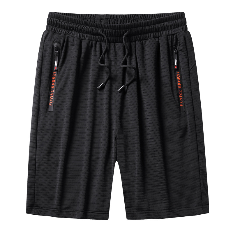 Summer Ice Silk Casual Shorts Men's Air Conditioning Pants Large Size Elastic Trousers Sports Half-length Pants Quick-drying Pants Mesh Nine