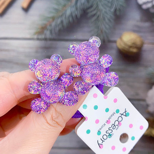 New Multi-cut Sparkling Bear Rubber Band Children's Hair Accessories Sequins Cute Cartoon Hair Tie Large Hair Band Hair Rope