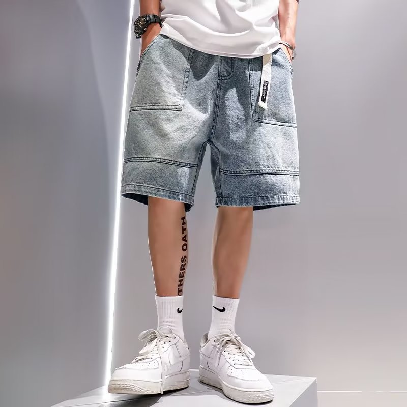 Five-point Pants Men's Jeans 2022 Summer Korean Style Casual All-match Old ins Loose Straight Pants