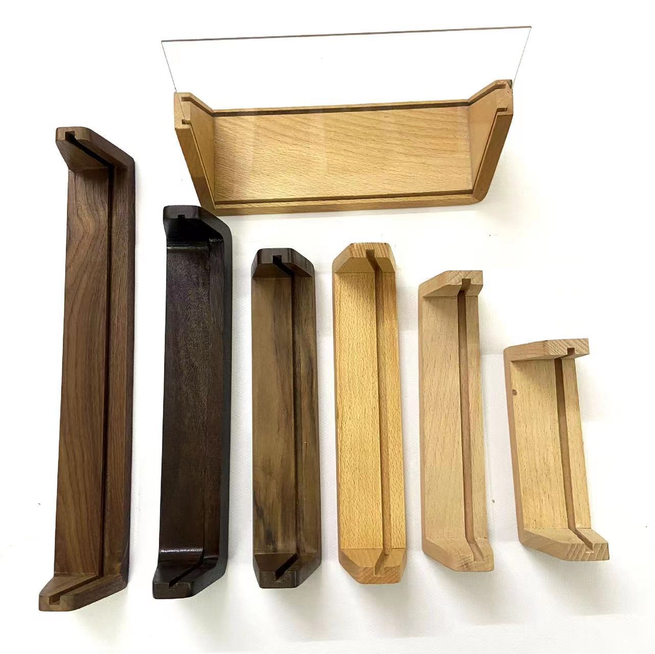 Wooden U-shaped luminous base display frame wooden frame base LED luminous acrylic bracket photo frame desk calendar lamp holder