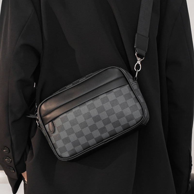 Upgraded Casual Plaid Messenger Bag Shoulder Bag Crossbody Bag Waist Bag Backpack Men's Bag Small Square Bag Camel Bag