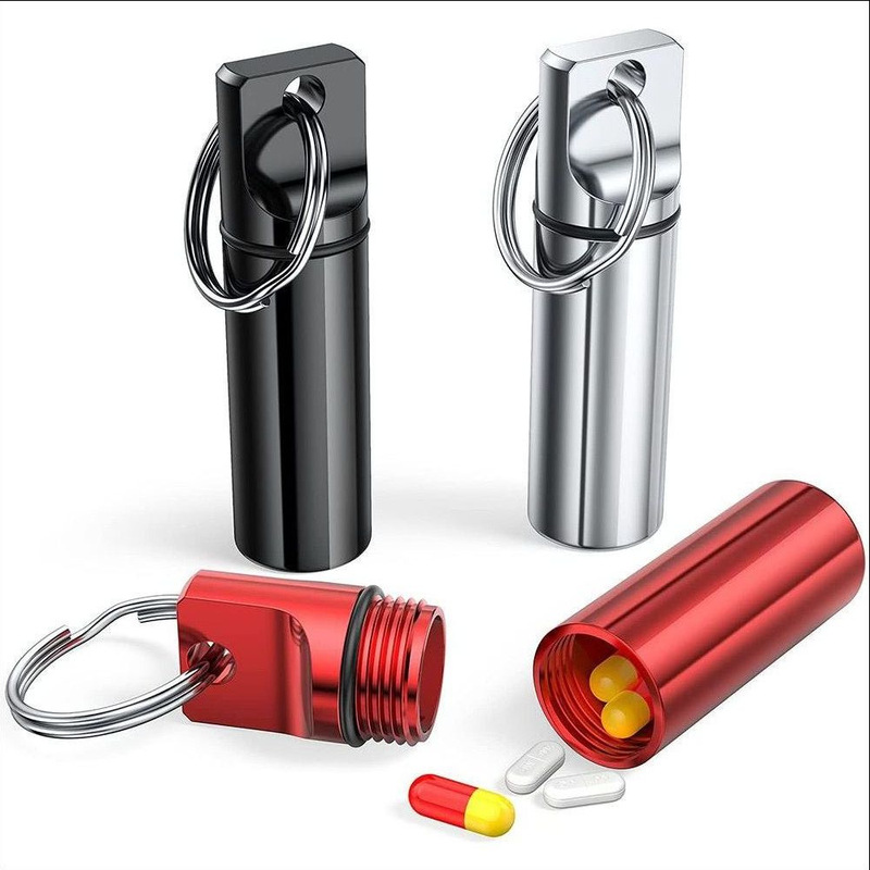 Amazon人気フラットヘッド円形アルミ合金薬筒キーホルダー耳栓包装缶シール収納防水倉庫|undefined