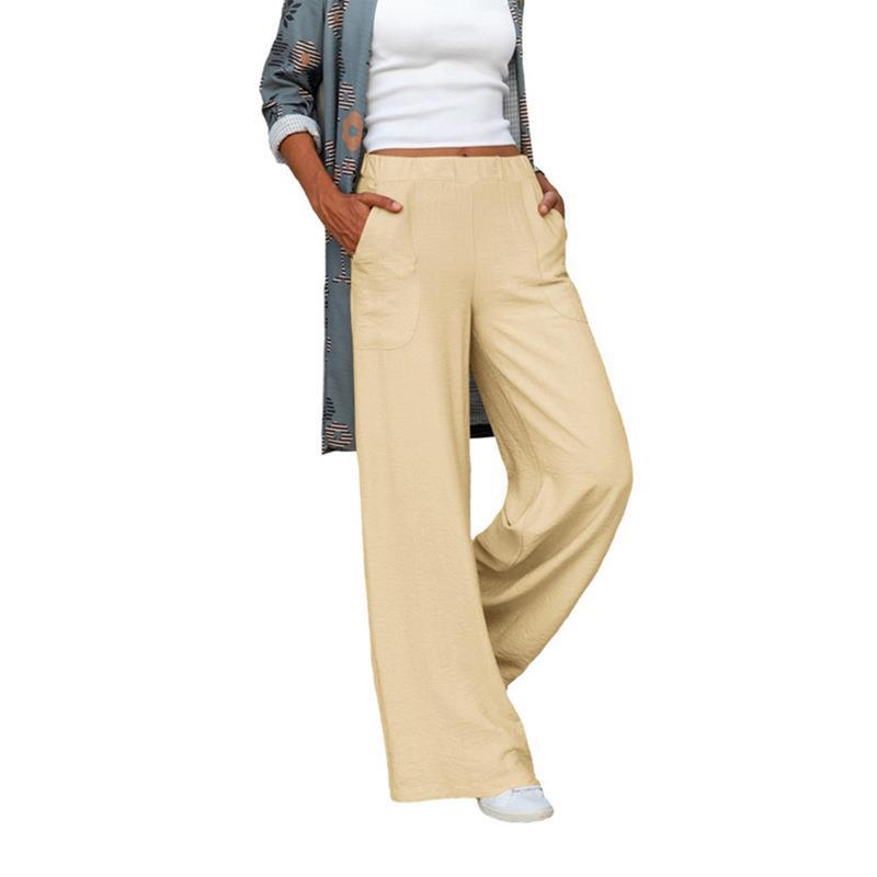 Fall/Winter 2024 European and American plus size women's draping casual pants Amazon solid color elastic waist loose wide leg trousers