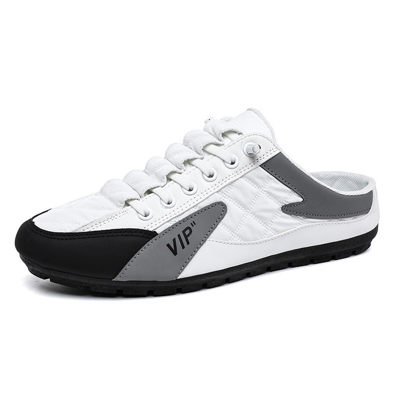 Closed toe slippers men's shoes 2024 Summer new outdoor lazy slip-on half slippers casual all-match heel-free fashion shoes