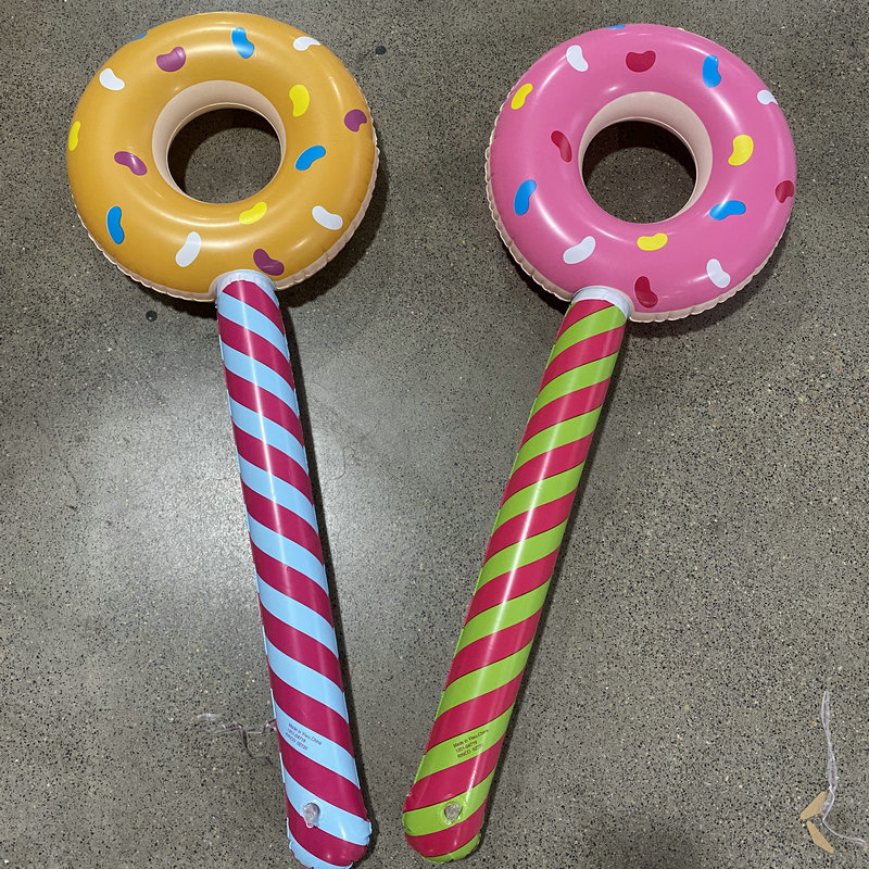 Children's pvc donut inflatable stick inflatable props stall night market donut Lollipop Toy manufacturers wholesale