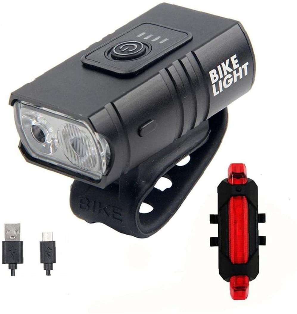 New USB charging night riding headlights [2 lamp beads] adjustable near and far light aluminum bicycle lights