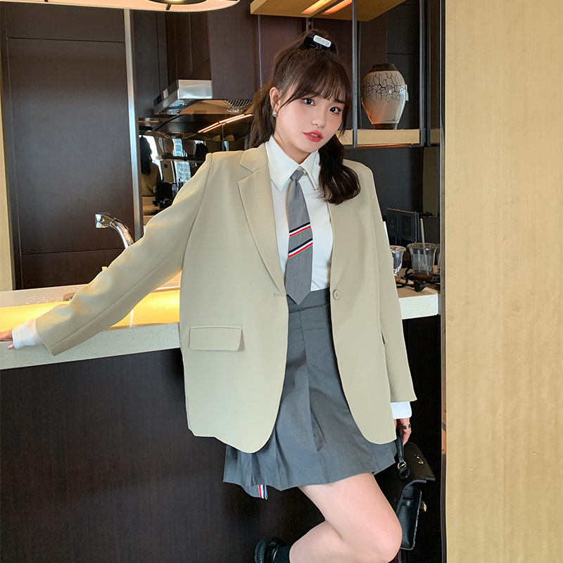 Spring new 200kg fat mm size women's basic multi-color loose slim high suit jacket 62173