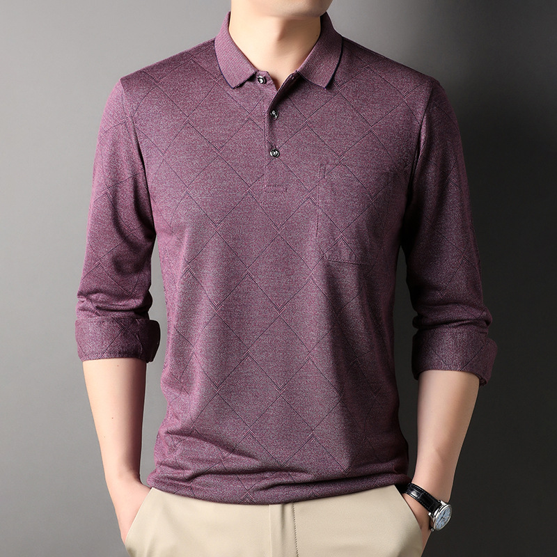Pay attention to 2023 spring new brand men's autumn all-match trend thin lapel long sleeve real pocket polo shirt