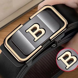 Men's belt letter inside wear toothless automatic cowhide belt simple all-match casual men's pants belt factory direct sales