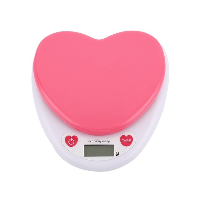 Heart-shaped kitchen baking scale kitchen electronic scale kitchen pink food scale electronic scale household weight scale
