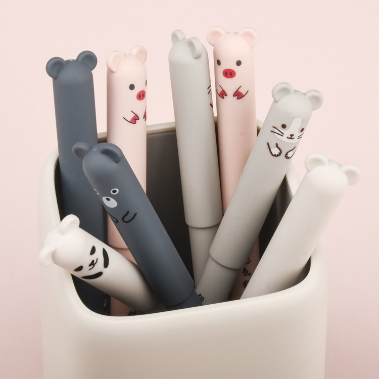 Foreign trade hot selling bear Erasable Gel Pen cartoon animal creative thermal friction easy erasable hot erasable pen factory