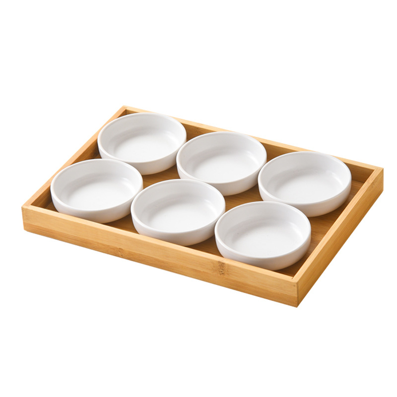Japanese-style Ceramic Tableware Split Plate Jiugongge Dinner Plate Round Seasoning Plate Sushi Japanese Sauce Restaurant Commercial