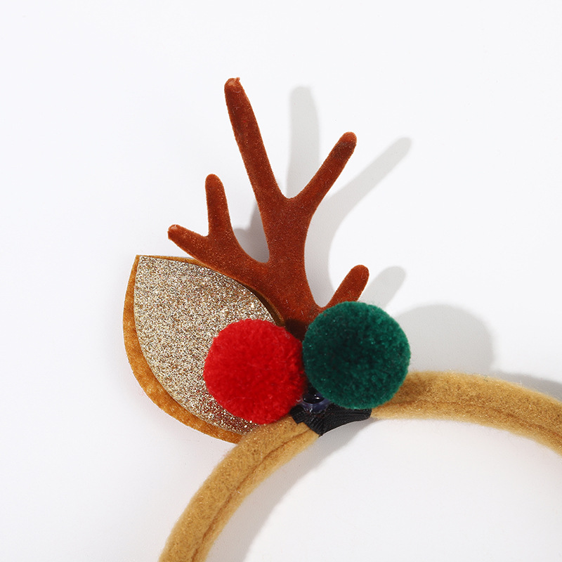 Cross Border Christmas Antler Headband Cartoon Plush Elk Headband Christmas Party Decoration Headband Antler Headband