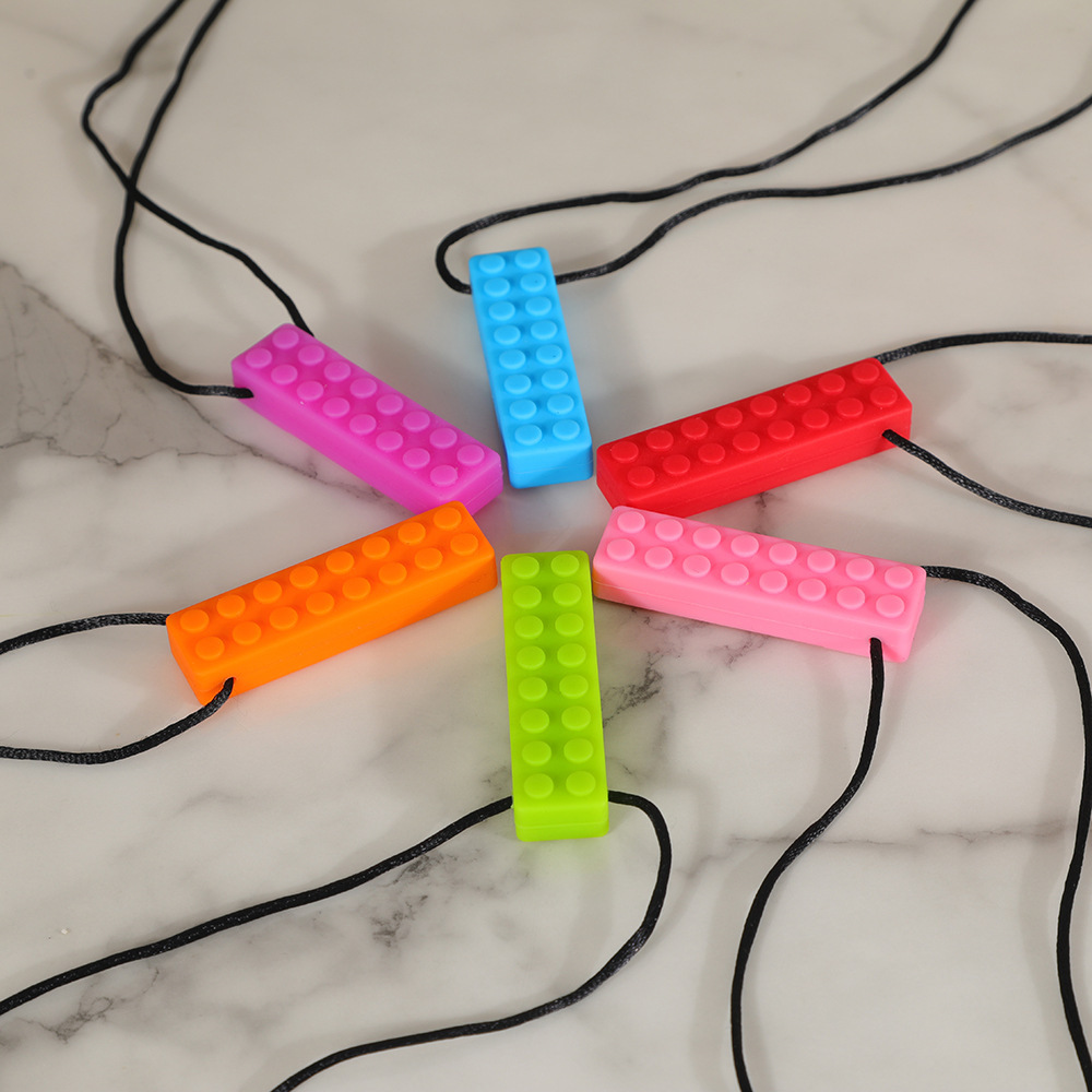 Cross-border Hot Sale High Quality Baby Molar Silicone Building Blocks Tooth Gum Baby Chew Pendant Necklace Tooth Bar
