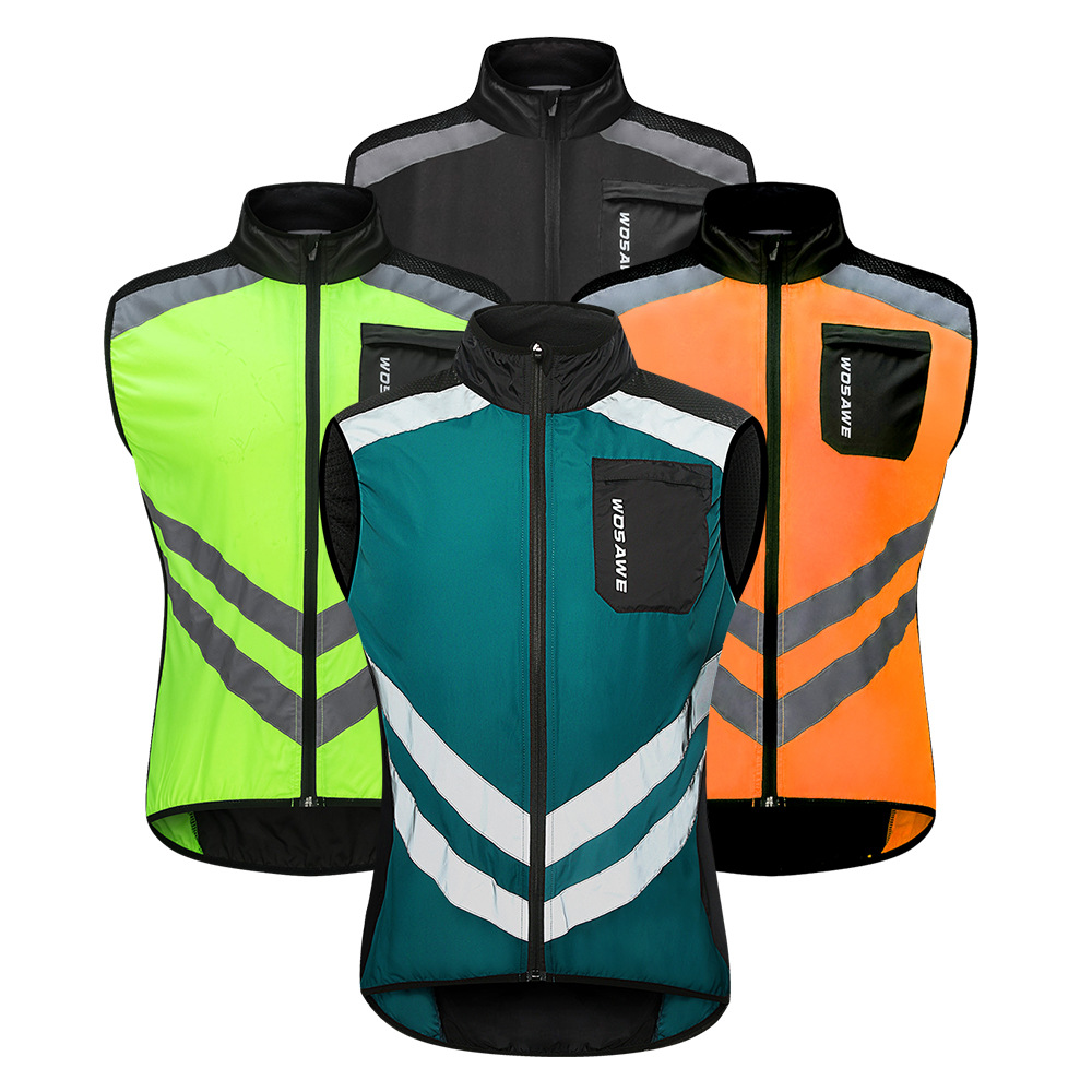 WOSAWE Mountain Bike Riding Windbreaker Jacket Vest Reflective Water-repellent Skin Short-sleeved Top Light