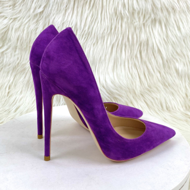 Cross-border foreign trade wholesale gray suede high heels 2022 Autumn New thin heel pointed shallow mouth professional women's shoes