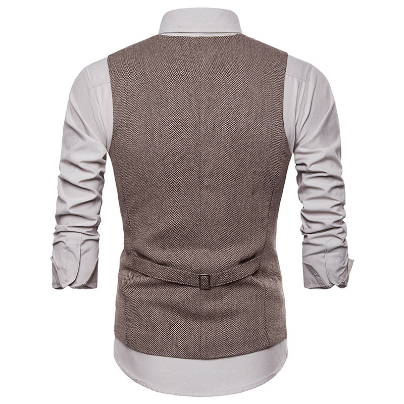 2023 Autumn New AliExpress men's European and American fashion plus size single-breasted vest men's V-neck suit vest