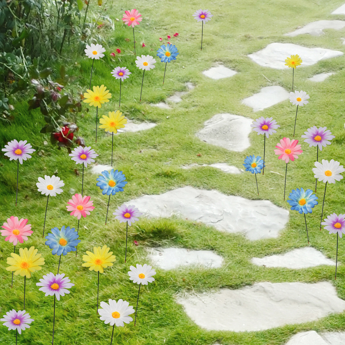 New Garden Card Inserting Rod Sunflower Daisy Home Gardening Garden Garden Decoration Beautify Green Plants