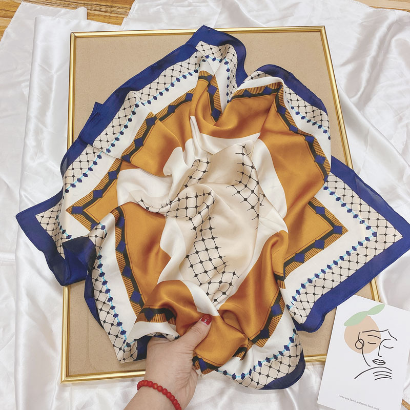 French temperament small square scarf women's imitation silk decorative professional scarf wave point Joker suit silk scarf hair band wholesale