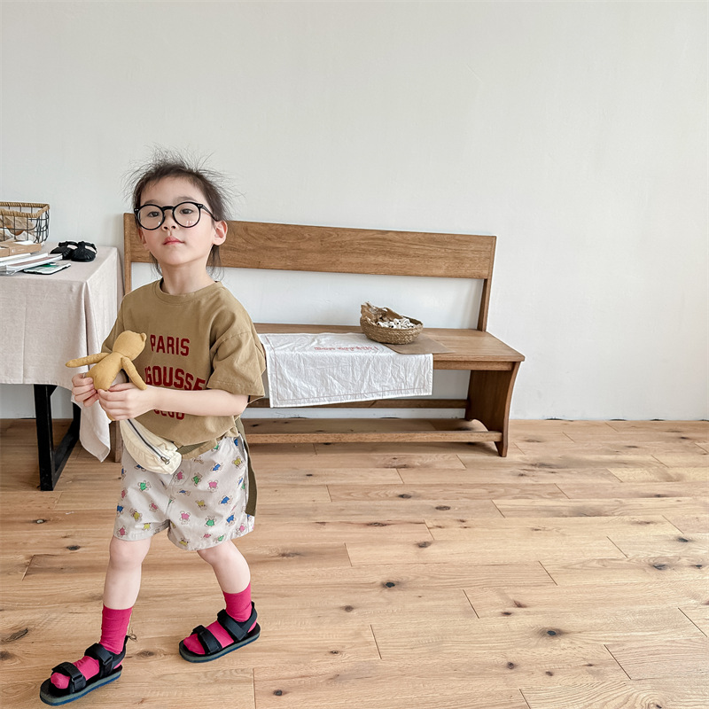 2023 South Korea children's clothing summer new girls' Korean style summer active printed shorts children's pants 123280