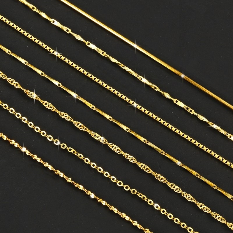 New concept s925 sterling silver with chain melon seed chain Box o-shaped water wave clavicle chain ingot baby's breath star snake bone necklace