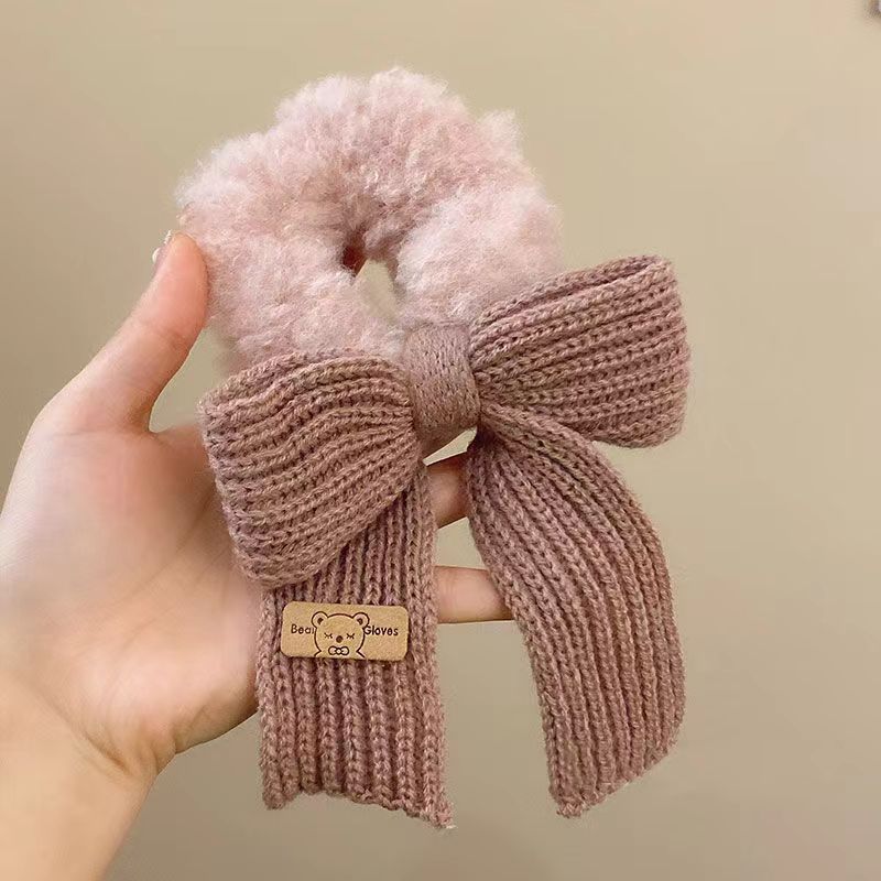 Autumn/winter Knitted Bow Tie Plush Large Intestine Hair Ties Cute Headbands Hair Bands Rings Accessories