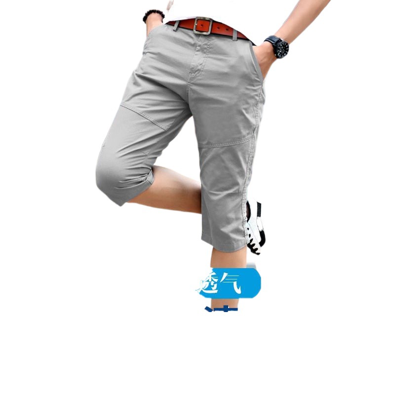 Cropped Pants Men's K-style Trendy 2024 Summer New Five-point Breeches Men's Slim Casual Pants 7-point Men's Shorts