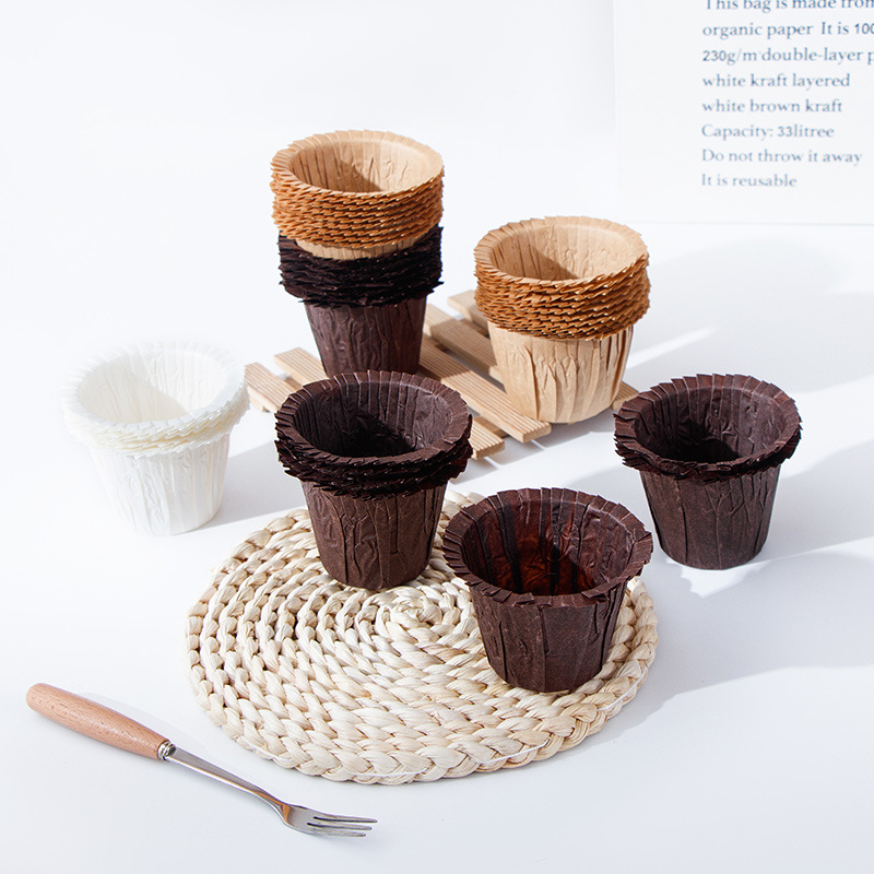 Solid Color Cupcake Paper Holder Disposable High Temperature Resistant Roll-up Baking Dessert Hat Cup Mold