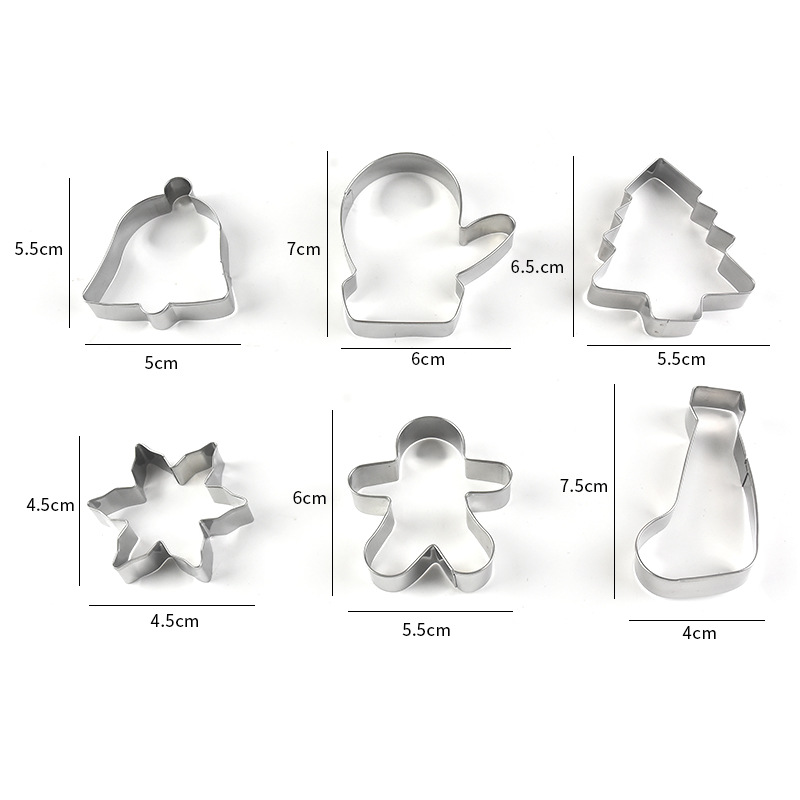 Christmas Cookie Mold Stainless Steel Mold Gingerbread Man Christmas Tree Set 6pc Fruit Cut Mold Cake Baking