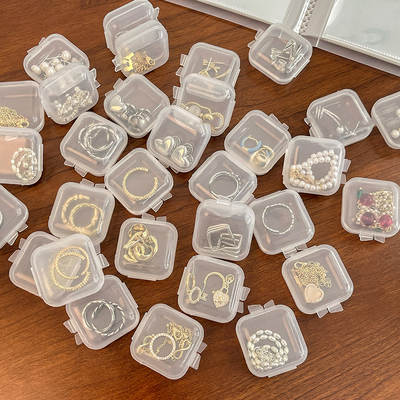 Factory direct plastic transparent small square box jewelry box earplugs small box jewelry mini storage box can be fixed LOGO