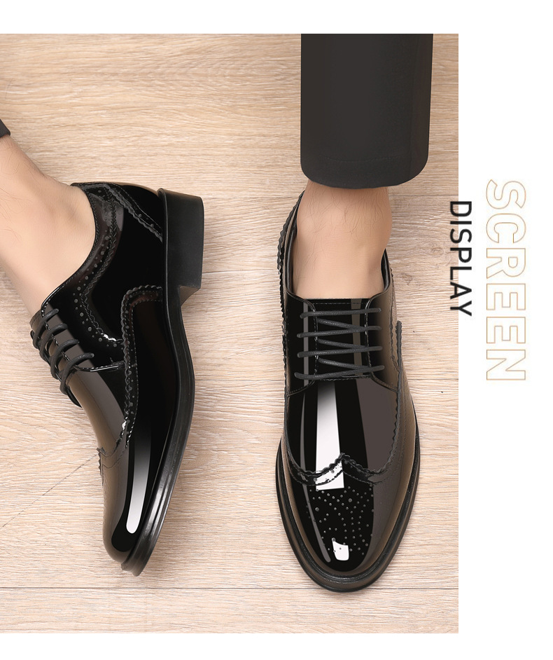 Spring New Bullock Carved Leather Shoes Patent Leather Gloss British Large Size Leather Shoes Studio Model Shoes for Groom Shoes_voghion.com