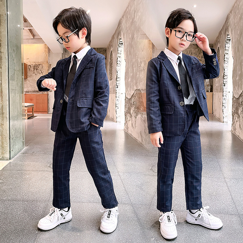 兒童西裝男童春秋套裝2025新款帥氣洋氣西服外套男孩花童禮服正裝