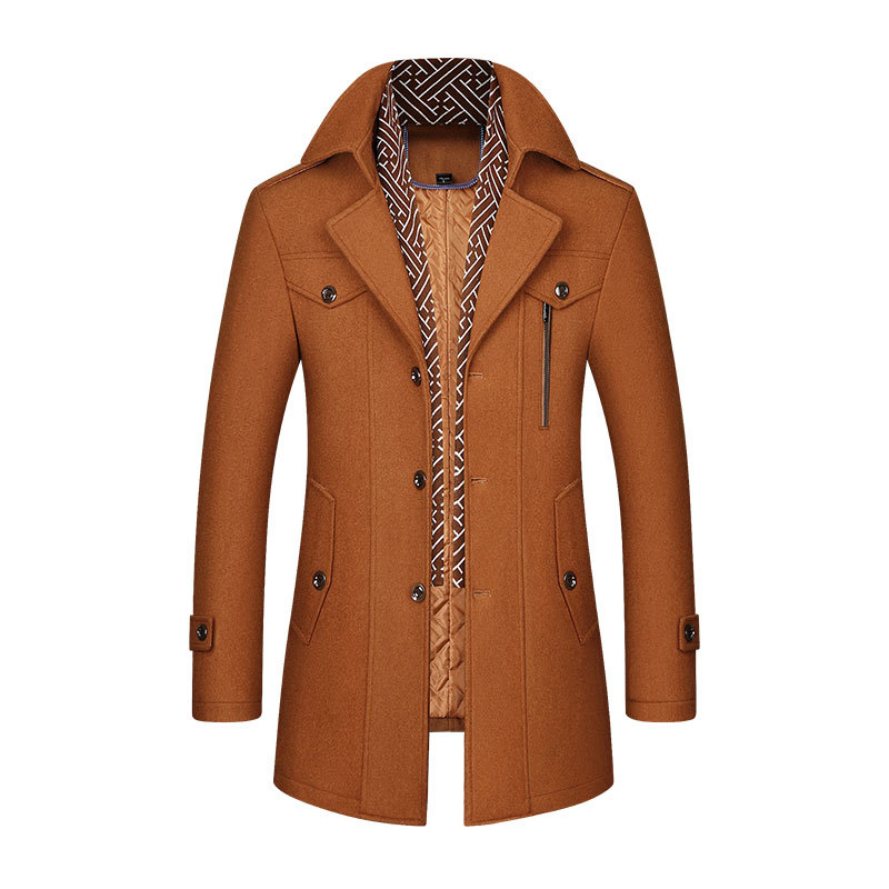 Autumn and winter Business Men's wool coat iron-free cotton scarf woolen coat coat men's woolen coat wholesale
