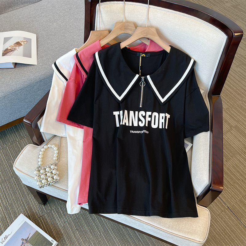 60.00 kg-175.00 kg chubby girl plus size women's clothing fat sister short sleeve casual T-shirt top women 2024 spring and summer new