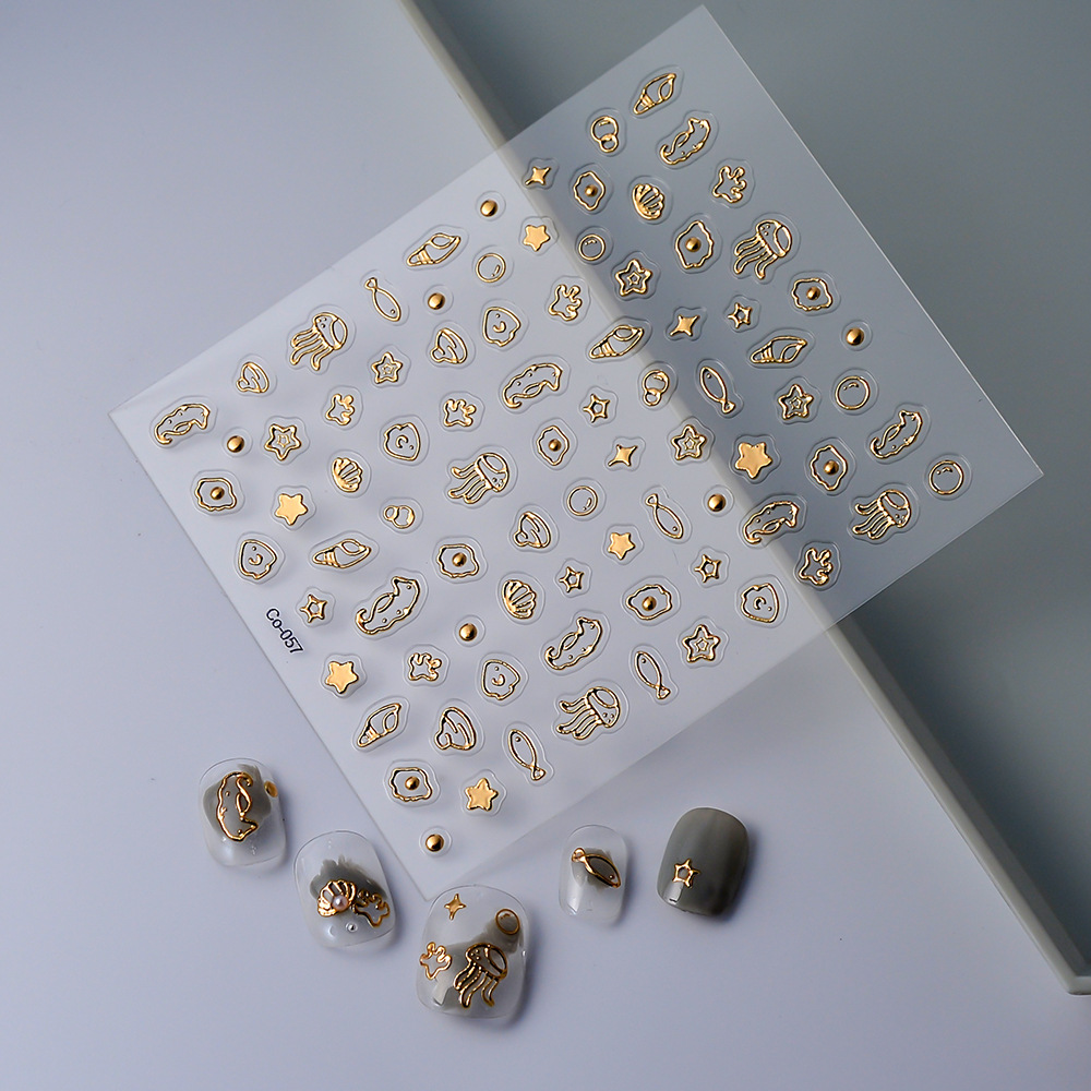 CoCo Notes cross-border new nail stickers ins gilding 5D three-dimensional Marine jellyfish adhesive nail stickers