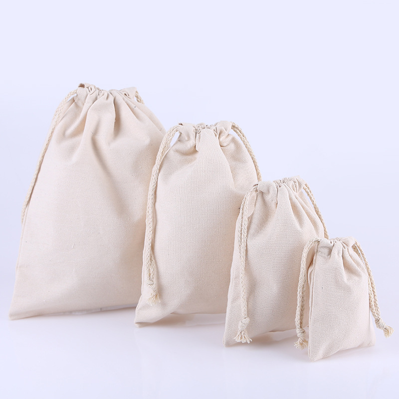 Blank spot packaging storage bag cotton drawstring pocket creative canvas drawstring pocket custom printable logo